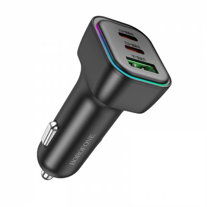 BOROFONE PD60W Car Charger 3.0 Fast Charging 2 Type C+ 1USB Port Car Charger Adapter