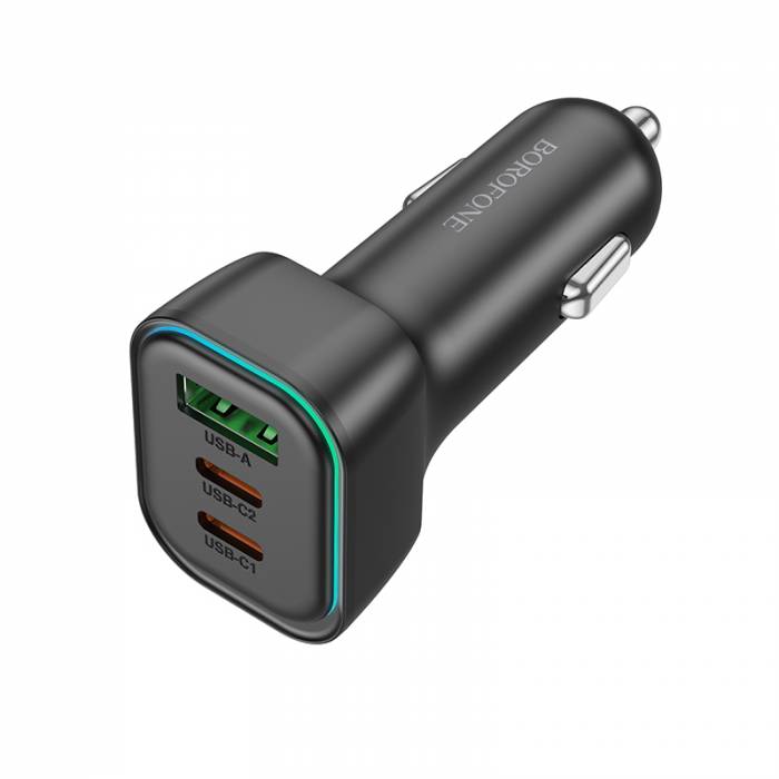 BOROFONE PD60W Car Charger 3.0 Fast Charging 2 Type C+ 1USB Port Car Charger Adapter